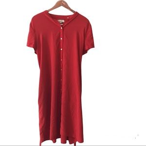 Loft red rayon mandarin collar buttoned shirt dress size XXL